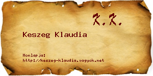 Keszeg Klaudia névjegykártya